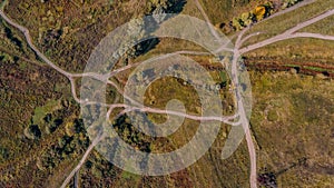 Beautiful aerial landscape view of the crossroads web at the field