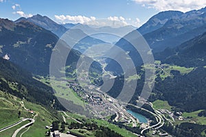 Beautiful aerial panorama of switzerland with city