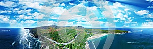 Beautiful aerial panoramic view of Acadia National Park in Maine