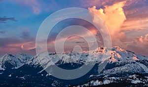 Beautiful Aerial Panoramic View of Canadian Mountain Landscape