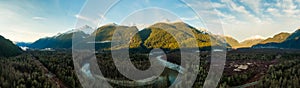 Beautiful Aerial Panoramic View of Canadian Mountain Landscape