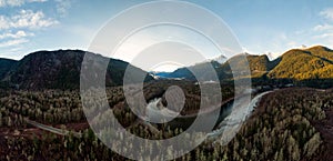 Beautiful Aerial Panoramic View of Canadian Mountain Landscape