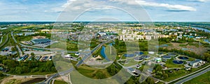 Beautiful aerial panoramic view shot of Daugavpils city