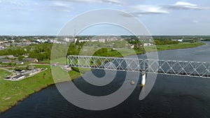 Beautiful aerial panoramic view shot of Daugavpils city and river Daugava