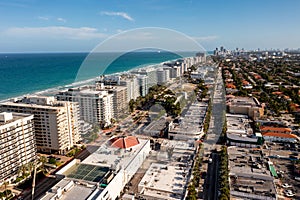 Beautiful aerial photo Surfside Miami FL