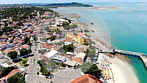 Beautiful aerial from Praia do Forte beach with turquoise water
