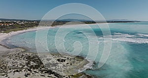 Beautiful Aerial seascape, waves breaking in Mediterranean sea seen from above