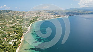 Beautiful aerial shot of the Nikiti beach located in Greece