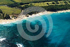 Beautiful Aerial View of Beach with Blue Water in Maui Hawaii