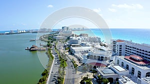 Beautiful aerial view of the beaches in Mexico near Cancun, Playa Del Carmen