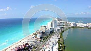 Beautiful aerial view of the beaches in Mexico near Cancun, Playa Del Carmen