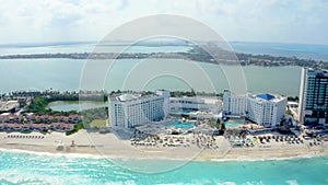 Beautiful aerial view of the beaches in Mexico near Cancun, Playa Del Carmen