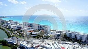 Beautiful aerial view of the beaches in Mexico near Cancun, Playa Del Carmen