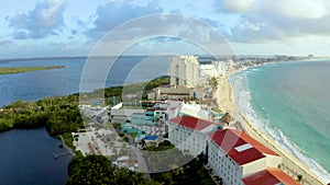 Beautiful aerial view of the beaches in Mexico near Cancun, Playa Del Carmen