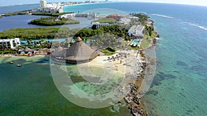 Beautiful aerial view of the beaches in Mexico near Cancun, Playa Del Carmen