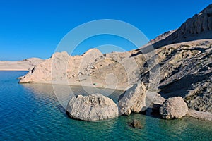 Beautiful aerial view on Beritnica beach on Pag Island