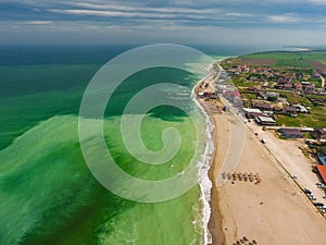 A beautiful aerial view of the Black Sea in Vama Veche resort, Romania