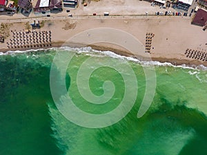 A beautiful aerial view of the Black Sea in Vama Veche resort, Romania