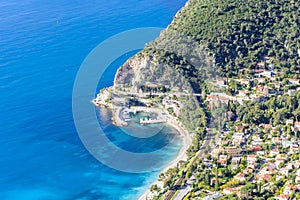 Beautiful aerial view of the coastline with blue water