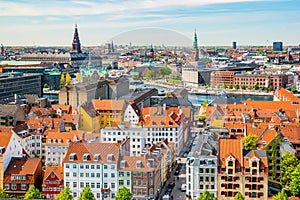 Beautiful aerial view of Copenhagen from above, Denmark