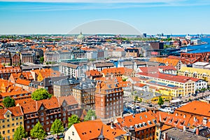 Beautiful aerial view of Copenhagen from above, Denmark