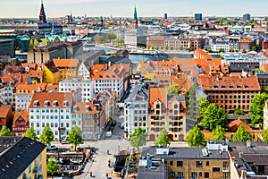 Beautiful aerial view of Copenhagen from above, Denmark