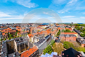 Beautiful aerial view of Copenhagen from above, Denmark