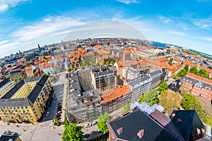 Beautiful aerial view of Copenhagen from above, Denmark