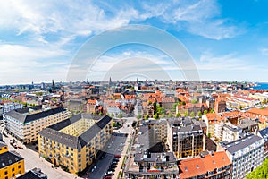 Beautiful aerial view of Copenhagen from above, Denmark