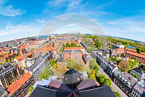 Beautiful aerial view of Copenhagen from above, Denmark