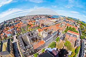 Beautiful aerial view of Copenhagen from above, Denmark