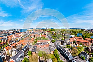 Beautiful aerial view of Copenhagen from above, Denmark