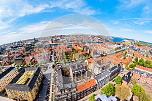 Beautiful aerial view of Copenhagen from above, Denmark