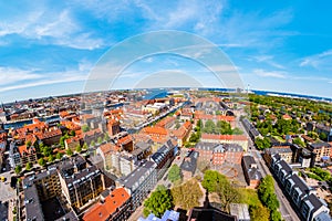 Beautiful aerial view of Copenhagen from above, Denmark