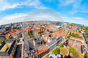 Beautiful aerial view of Copenhagen from above, Denmark