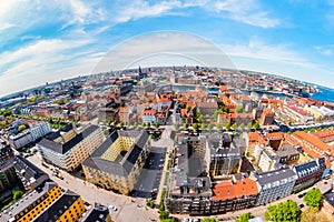 Beautiful aerial view of Copenhagen from above, Denmark