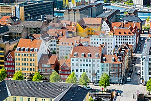 Beautiful aerial view of Copenhagen from above, Denmark