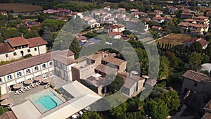 Beautiful aerial view flight drone. Italy summer Country medieval Charlie House