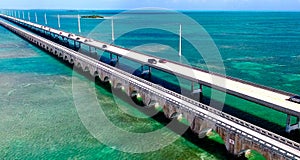 Beautiful aerial view of Florida Keys Bridge