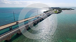 Beautiful aerial view of Florida Keys Bridge