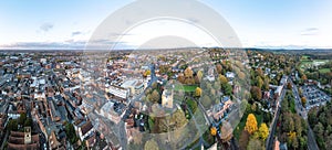 beautiful aerial view of the Guildford Castle and town center of Guildford, Surrey, United Kingdom