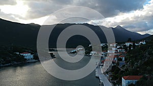 Beautiful aerial view at Ierakas, a picturesque fishing village in Laconia, Greece. The village is also known as the Greek natural