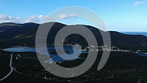 Beautiful aerial view at Ierakas, a picturesque fishing village in Laconia, Greece. The village is also known as the Greek natural