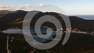 Beautiful aerial view at Ierakas, a picturesque fishing village in Laconia, Greece. The village is also known as the Greek natural