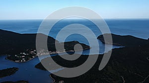 Beautiful aerial view at Ierakas, a picturesque fishing village in Laconia, Greece. The village is also known as the Greek natural