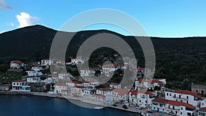 Beautiful aerial view at Ierakas, a picturesque fishing village in Laconia, Greece. The village is also known as the Greek natural