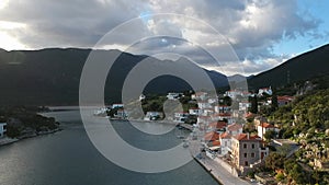 Beautiful aerial view at Ierakas, a picturesque fishing village in Laconia, Greece. The village is also known as the Greek natural