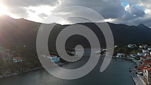 Beautiful aerial view at Ierakas, a picturesque fishing village in Laconia, Greece. The village is also known as the Greek natural