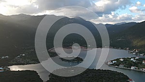 Beautiful aerial view at Ierakas, a picturesque fishing village in Laconia, Greece. The village is also known as the Greek natural