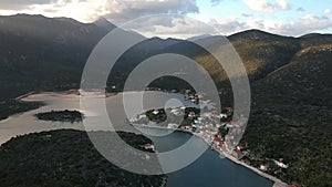 Beautiful aerial view at Ierakas, a picturesque fishing village in Laconia, Greece. The village is also known as the Greek natural